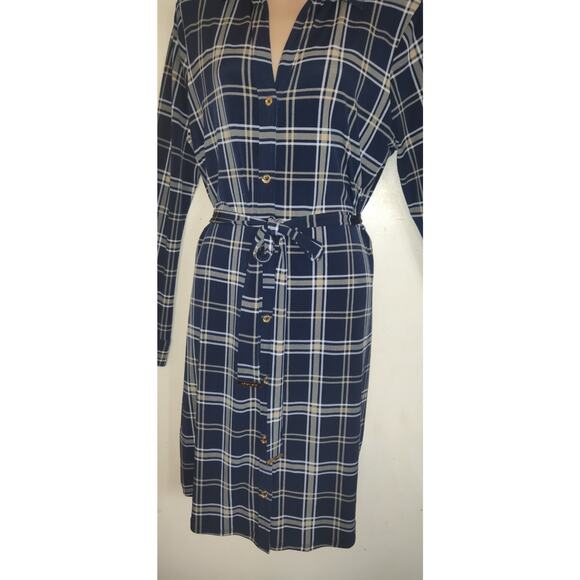 Michael Kors Plaid Dress Womens Medium Blue Tan Preppy Academia School Girl - Picture 6 of 16